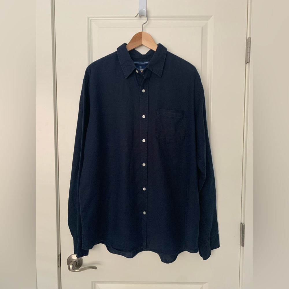 Old Navy Navy Blue Long Sleeve Collared Shirt in XL